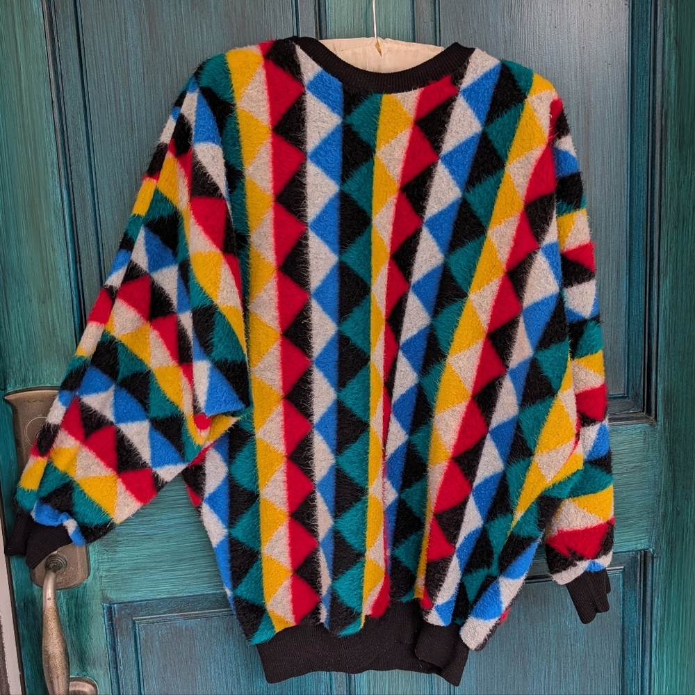 Vintage 80s Fresh Prince Of Bel Air Style Colorful Sweater